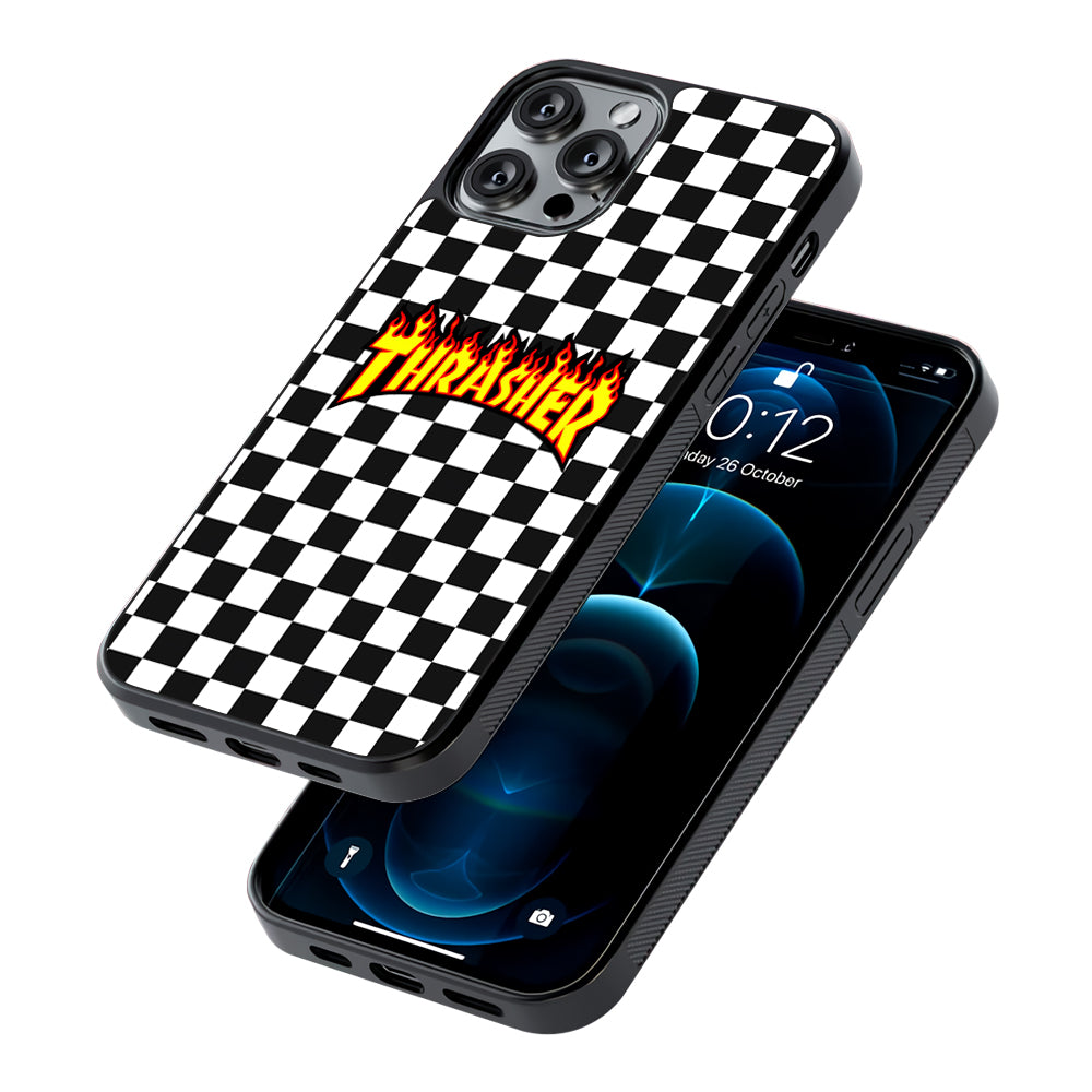 Thrasher Chess Pattern 2D Rubber Phone Case-Oxvistore