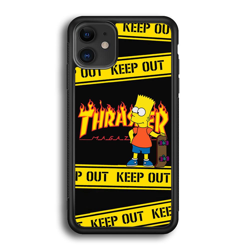 Thrasher Keep Out with Bart iPhone 12 Case-Rubber Black (2D Case)-Oxvistore