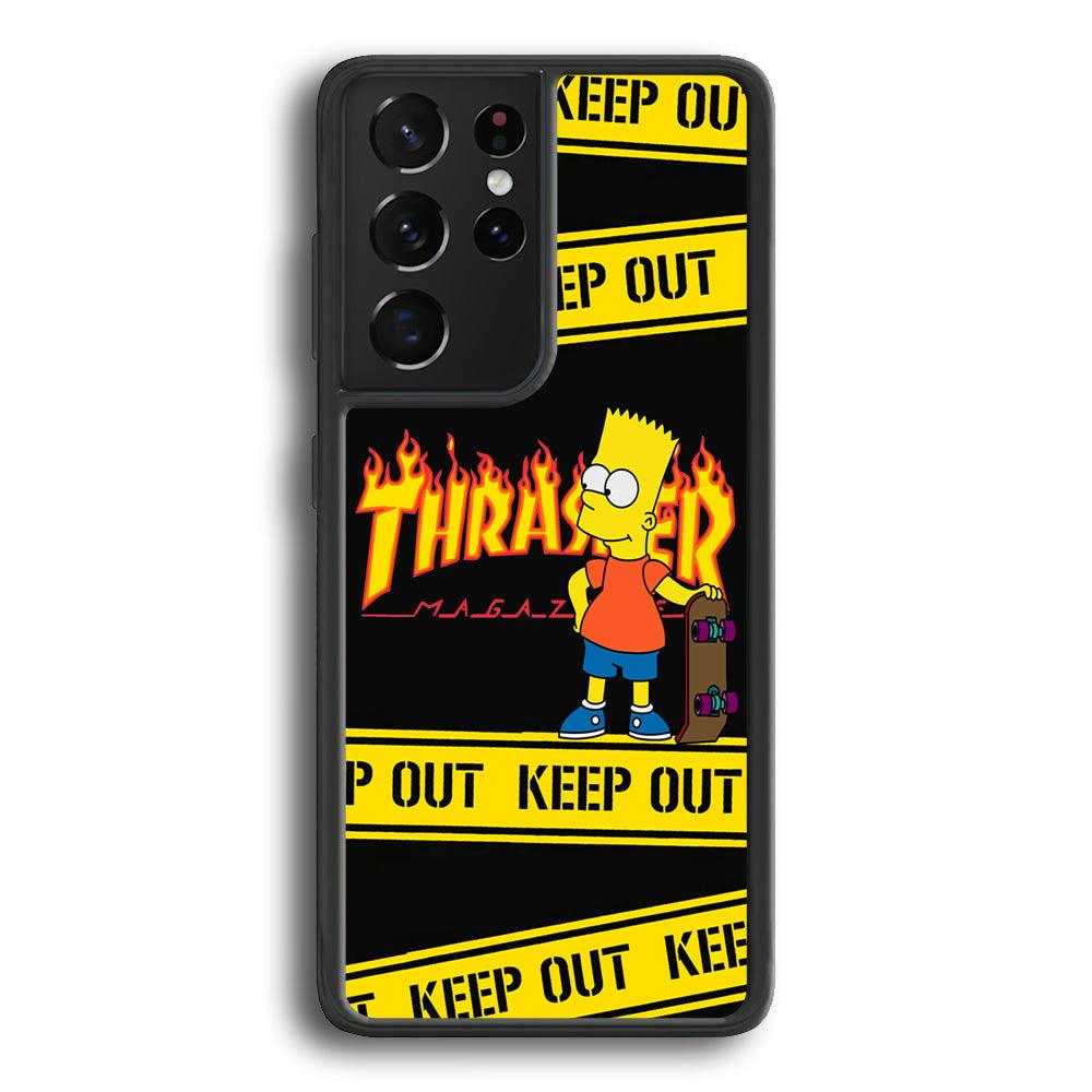 Thrasher Keep Out with Bart Samsung Galaxy S23 Ultra Case-Rubber Black (2D Case)-Oxvistore