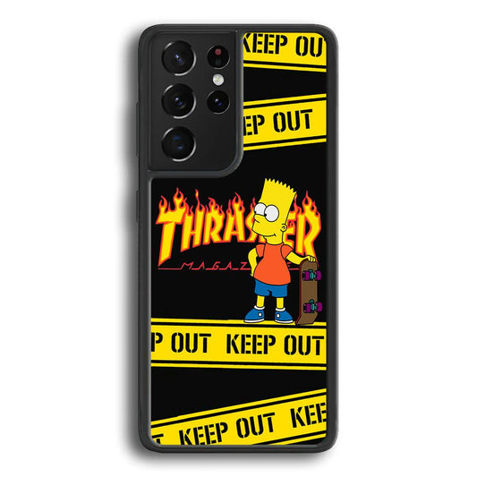 Thrasher Keep Out with Bart Samsung Galaxy S23 Ultra Case-Rubber Black (2D Case)-Oxvistore