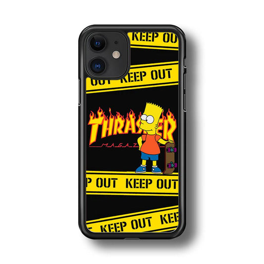 Thrasher Keep Out with Bart iPhone 11 Case-Rubber Black (2D Case)-Oxvistore