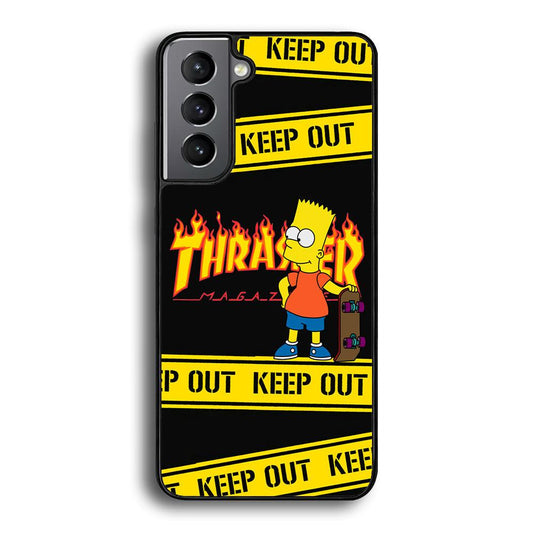 Thrasher Keep Out with Bart Samsung Galaxy S22 Case-Rubber Black (2D Case)-Oxvistore
