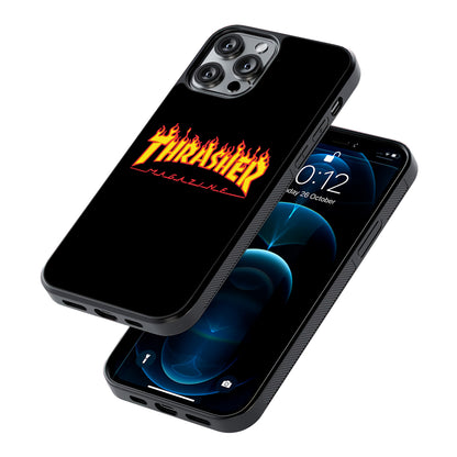 Thrasher Magazine Black Simple Fire 2D Rubber Phone Case-Oxvistore