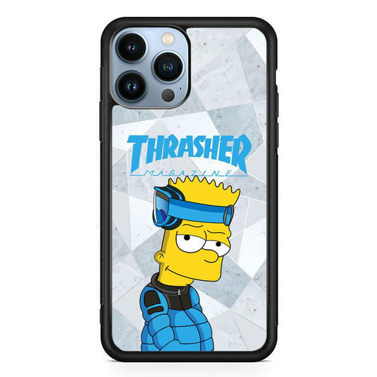 Thrasher Skater x Cool Bart iPhone 13 Pro Max Case-Rubber Black (2D Case)-Oxvistore