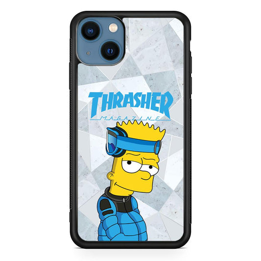 Thrasher Skater x Cool Bart iPhone 14 Case-Rubber Black (2D Case)-Oxvistore