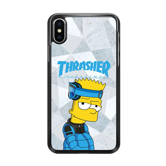 Thrasher Skater x Cool Bart iPhone XS MAX Case-Rubber Black (2D Case)-Oxvistore