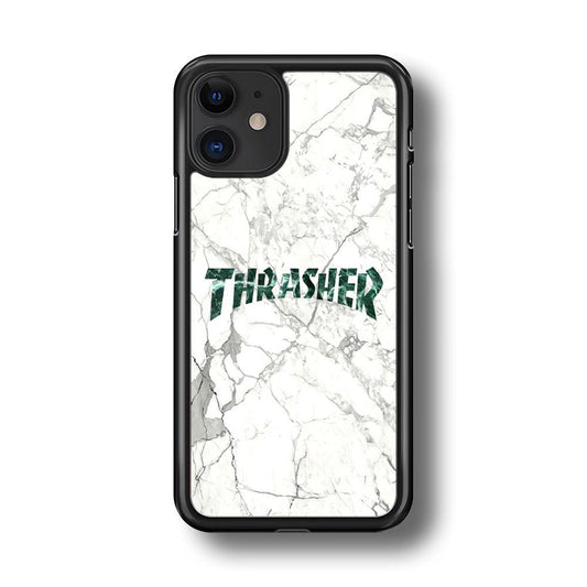 Thrasher Teal Bold Marmoreal iPhone 11 Case-Rubber Black (2D Case)-Oxvistore