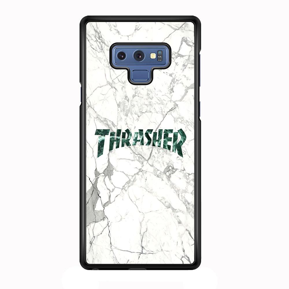 Thrasher Teal Bold Marmoreal Samsung Galaxy Note 9 Case-Rubber Black (2D Case)-Oxvistore