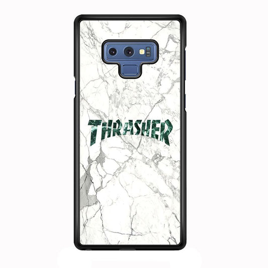 Thrasher Teal Bold Marmoreal Samsung Galaxy Note 9 Case-Rubber Black (2D Case)-Oxvistore