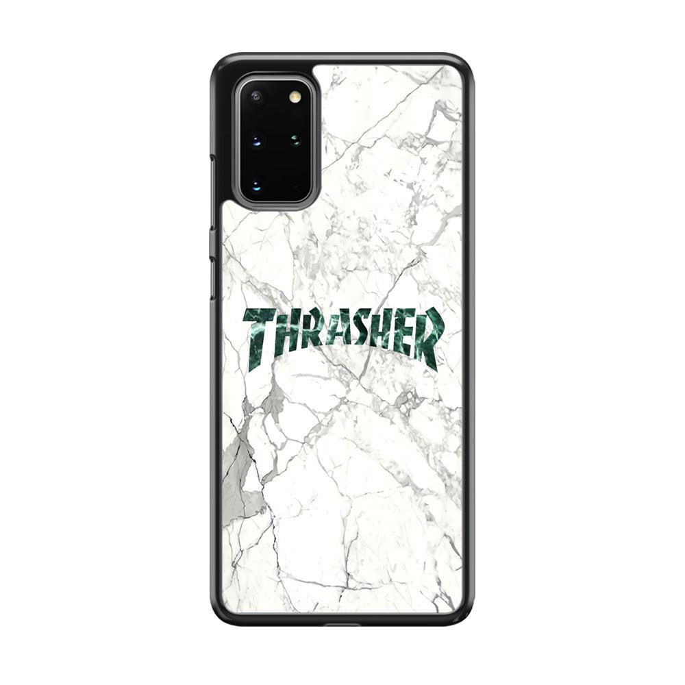 Thrasher Teal Bold Marmoreal Samsung Galaxy S20 Plus Case-Rubber Black (2D Case)-Oxvistore