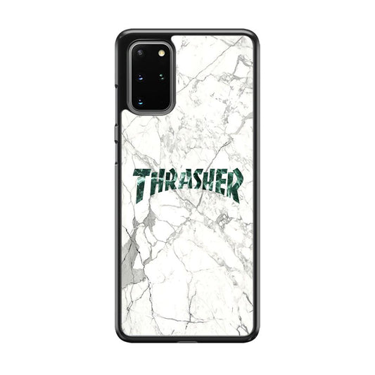 Thrasher Teal Bold Marmoreal Samsung Galaxy S20 Plus Case-Rubber Black (2D Case)-Oxvistore