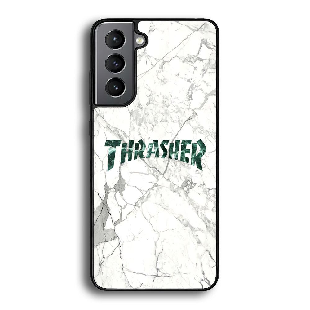 Thrasher Teal Bold Marmoreal Samsung Galaxy S22 Case-Rubber Black (2D Case)-Oxvistore