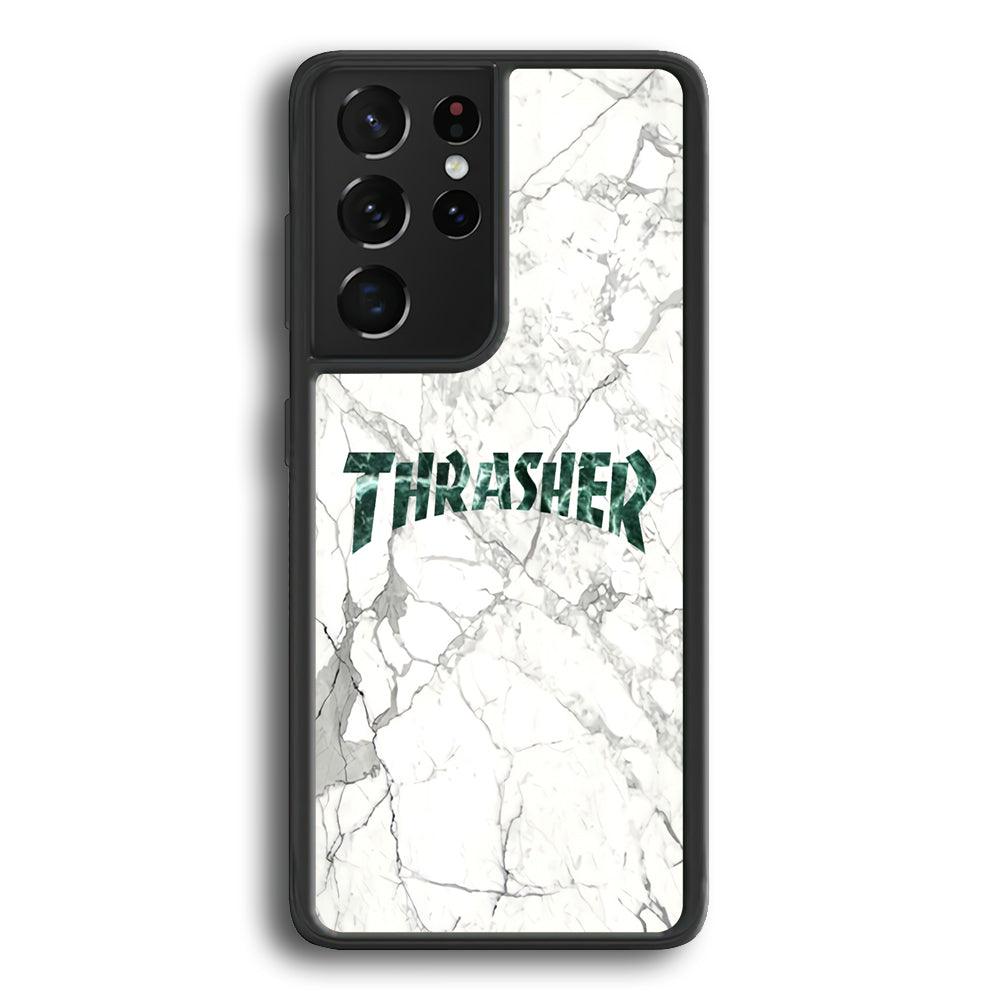 Thrasher Teal Bold Marmoreal Samsung Galaxy S24 Ultra Case-Rubber Black (2D Case)-Oxvistore
