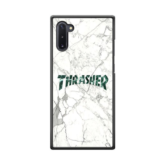Thrasher Teal Bold Marmoreal Samsung Galaxy Note 10 Case-Rubber Black (2D Case)-Oxvistore