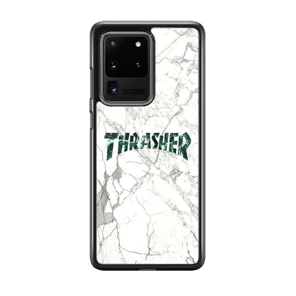 Thrasher Teal Bold Marmoreal Samsung Galaxy S20 Ultra Case-Rubber Black (2D Case)-Oxvistore