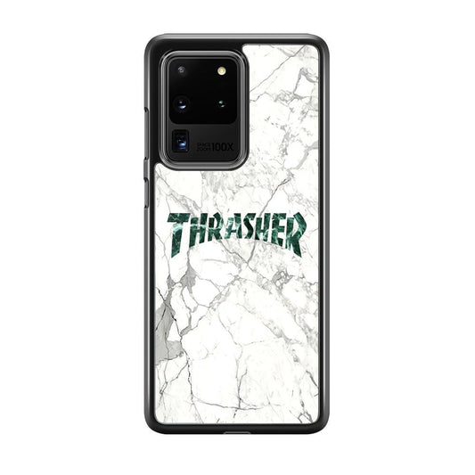 Thrasher Teal Bold Marmoreal Samsung Galaxy S20 Ultra Case-Rubber Black (2D Case)-Oxvistore
