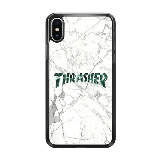 Thrasher Teal Bold Marmoreal iPhone XS MAX Case-Rubber Black (2D Case)-Oxvistore