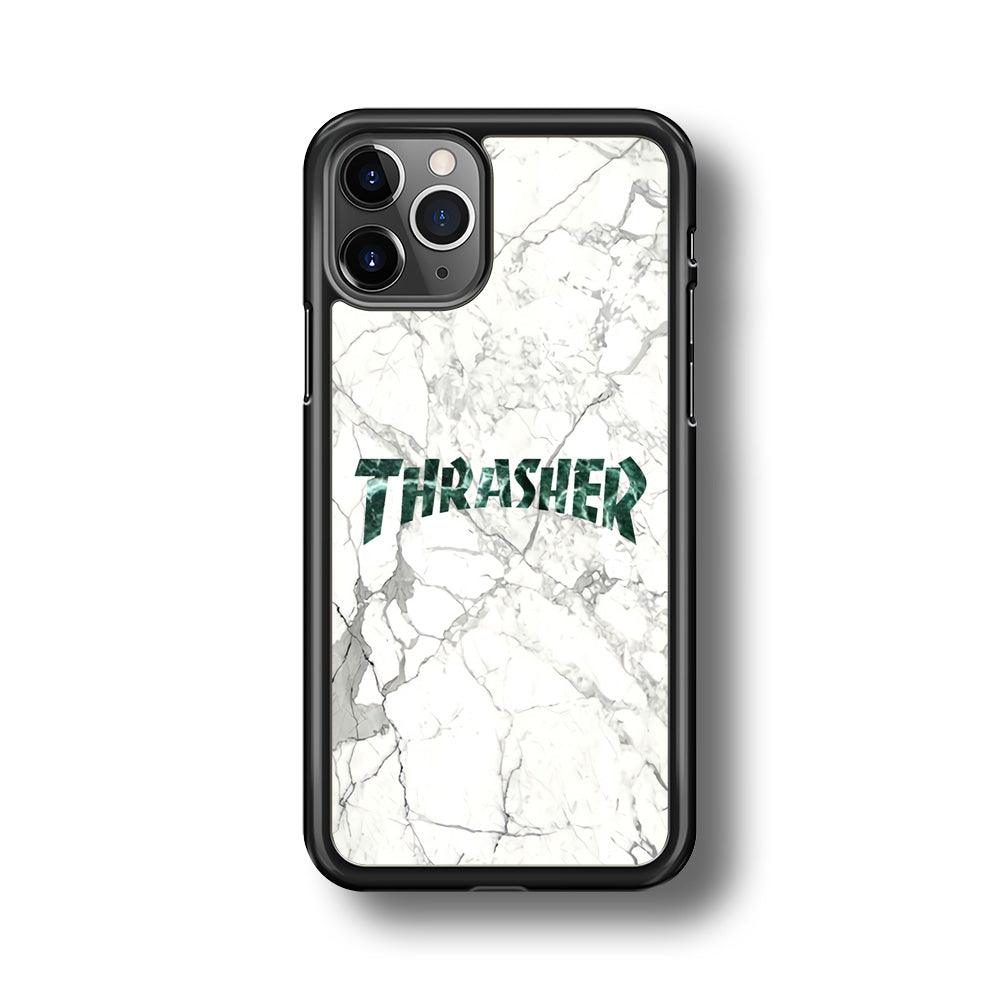 Thrasher Teal Bold Marmoreal iPhone 11 Pro Max Case-Rubber Black (2D Case)-Oxvistore
