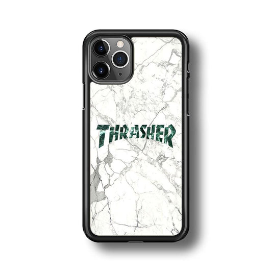 Thrasher Teal Bold Marmoreal iPhone 11 Pro Max Case-Rubber Black (2D Case)-Oxvistore