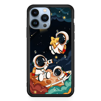 Three Astronauts Playing on a Planet 2D Rubber Phone Case