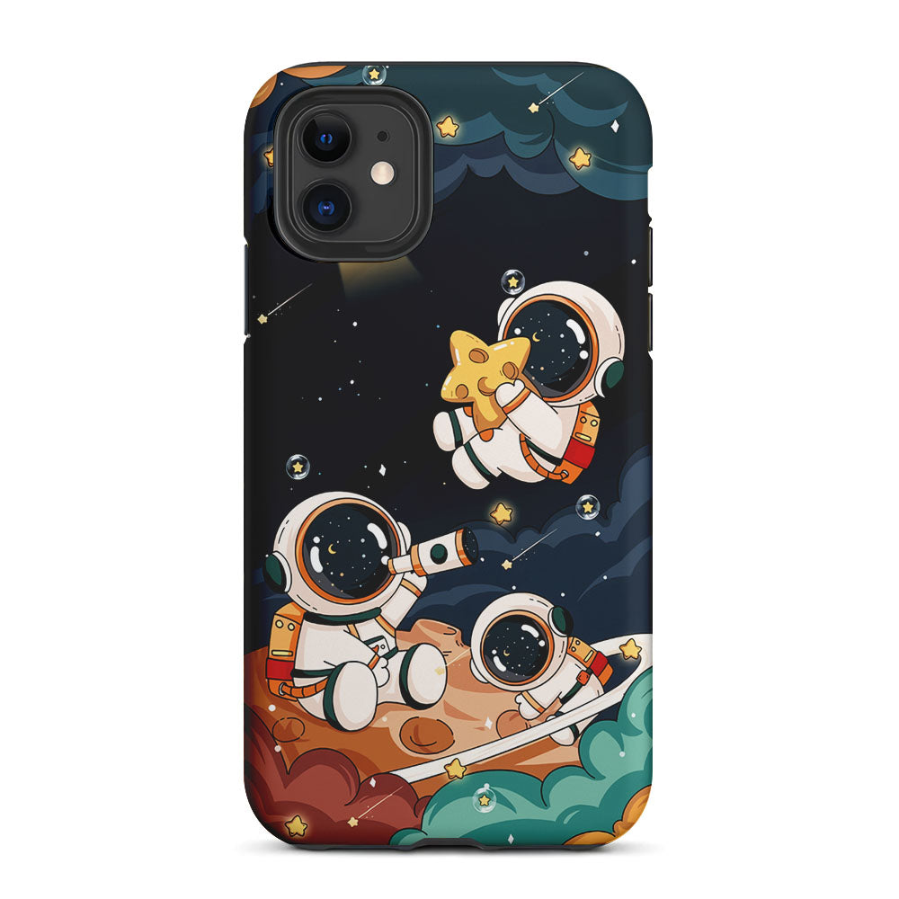 Three Astronauts Playing on a Planet 2 in 1 Tough Phone Case