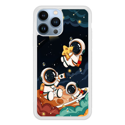 Three Astronauts Playing on a Planet 2D Rubber Phone Case