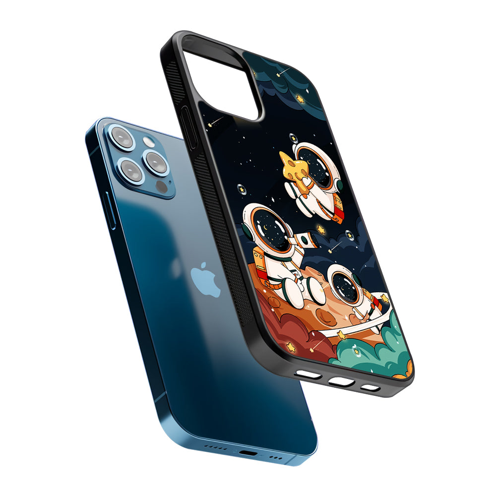 Three Astronauts Playing on a Planet 2D Rubber Phone Case