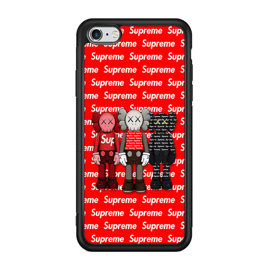 Three Kaws X Supreme Background iPhone 6 | 6s Case-Rubber Black (2D Case)-Oxvistore