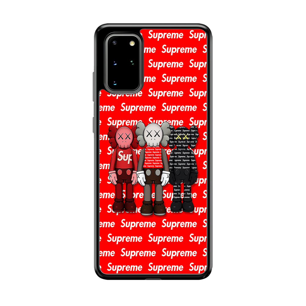 Three Kaws X Supreme Background Samsung Galaxy S20 Plus Case-Rubber Black (2D Case)-Oxvistore