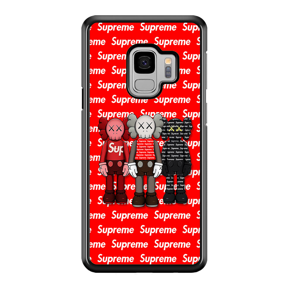 Three Kaws X Supreme Background Samsung Galaxy S9 Case-Rubber Black (2D Case)-Oxvistore