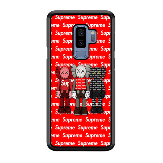Three Kaws X Supreme Background Samsung Galaxy S9 Plus Case-Rubber Black (2D Case)-Oxvistore