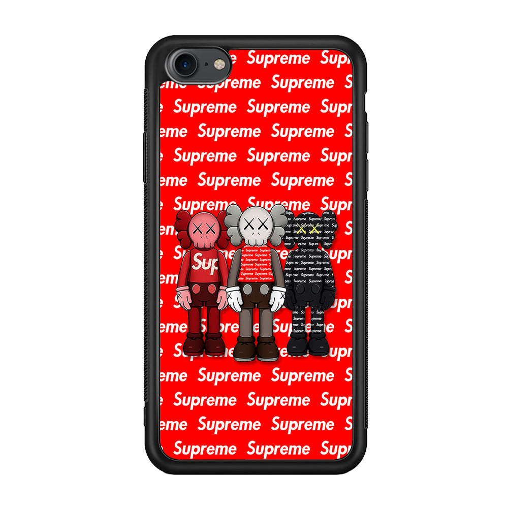 Three Kaws X Supreme Background iPhone 8 Case-Rubber Black (2D Case)-Oxvistore