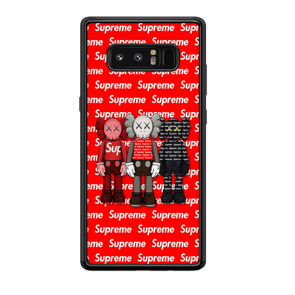 Three Kaws X Supreme Background Samsung Galaxy Note 8 Case-Rubber Black (2D Case)-Oxvistore