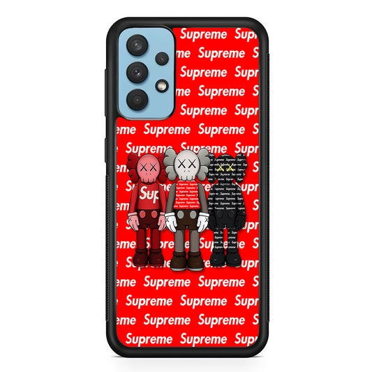 Three Kaws X Supreme Background Samsung Galaxy A32 Case-Rubber Black (2D Case)-Oxvistore