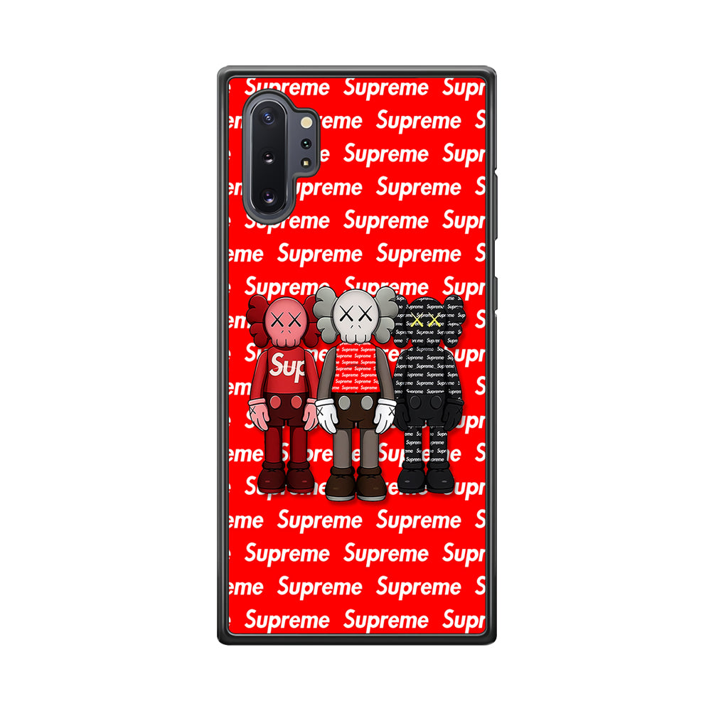 Three Kaws X Supreme Background Samsung Galaxy Note 10 Plus Case-Rubber Black (2D Case)-Oxvistore