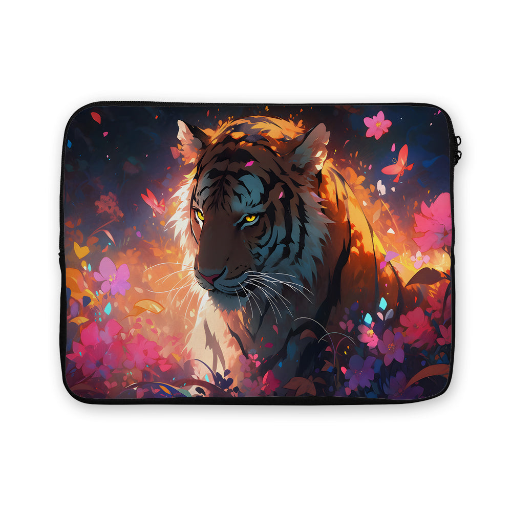 Tiger in Flowers Art Laptop Sleeve Protective Cover