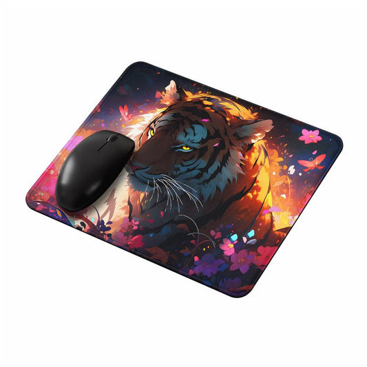 Tiger in Flowers Art Mouse Pads-Oxvistore