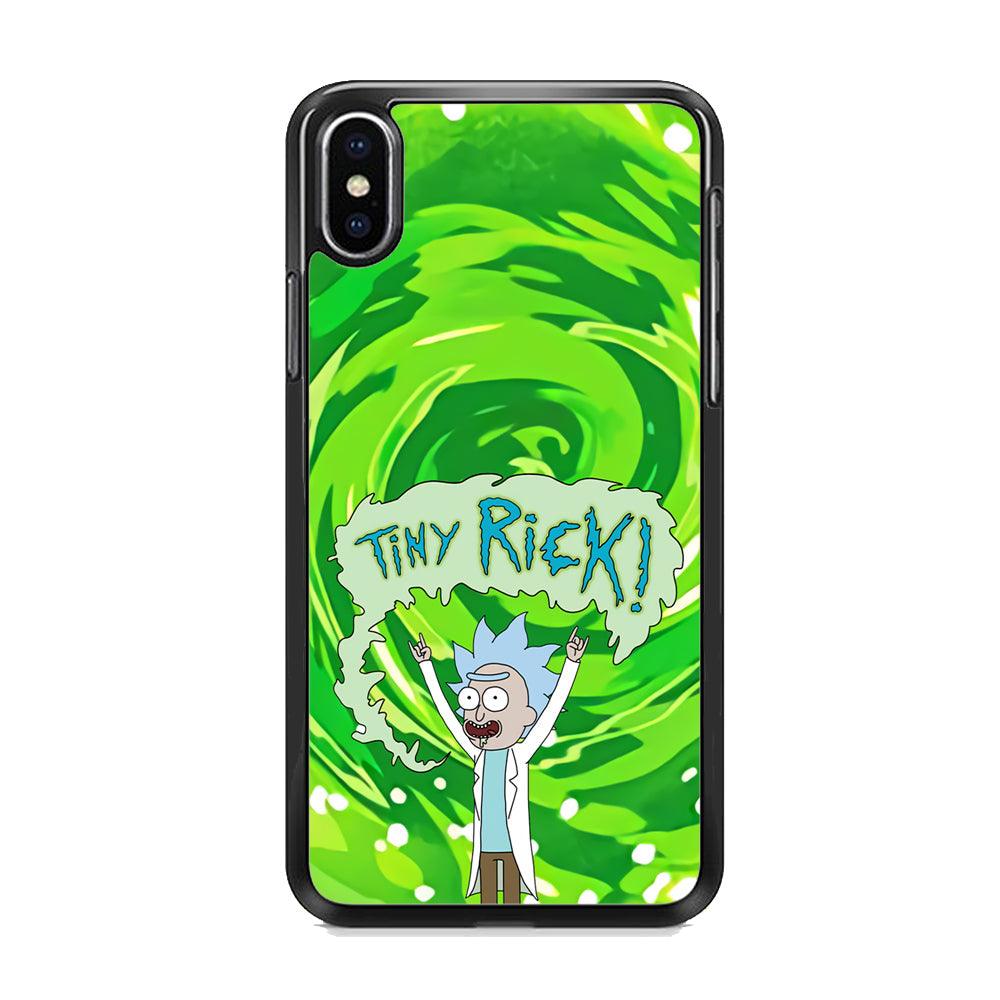 Tiny Rick Green Hole iPhone XS Case-Rubber Black (2D Case)-Oxvistore