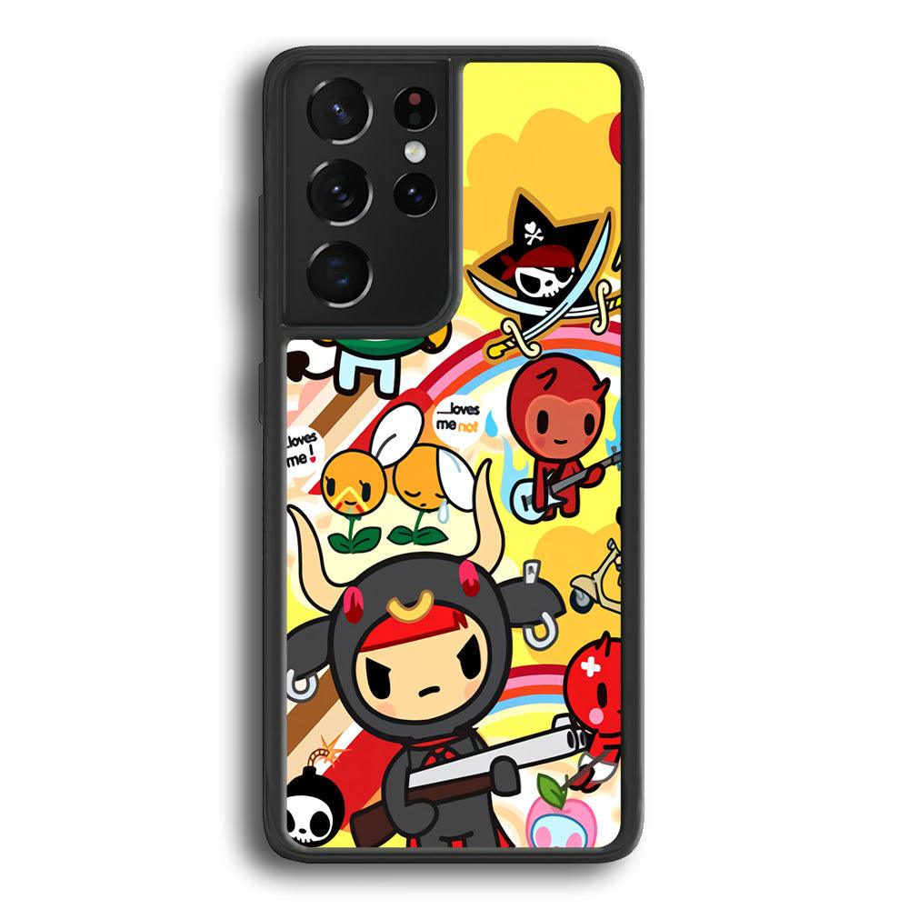 Tokidoki Chill The Club Samsung Galaxy S21 Ultra Case-Rubber Black (2D Case)-Oxvistore