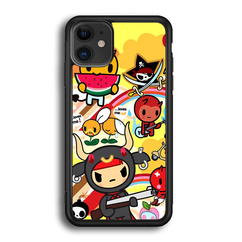 Tokidoki Chill The Club iPhone 12 Case-Rubber Black (2D Case)-Oxvistore