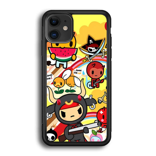 Tokidoki Chill The Club iPhone 12 Case-Rubber Black (2D Case)-Oxvistore