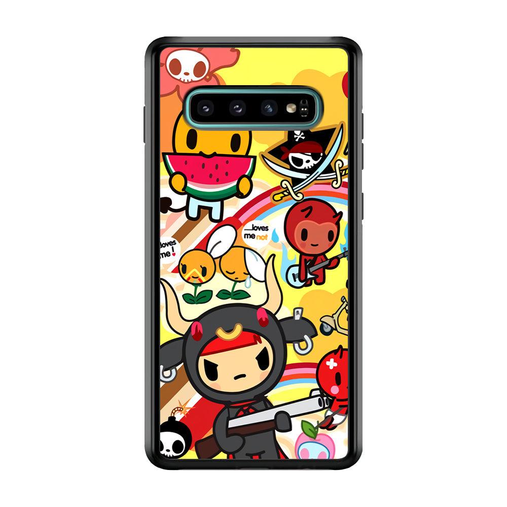 Tokidoki Chill The Club Samsung Galaxy S10 Case-Rubber Black (2D Case)-Oxvistore