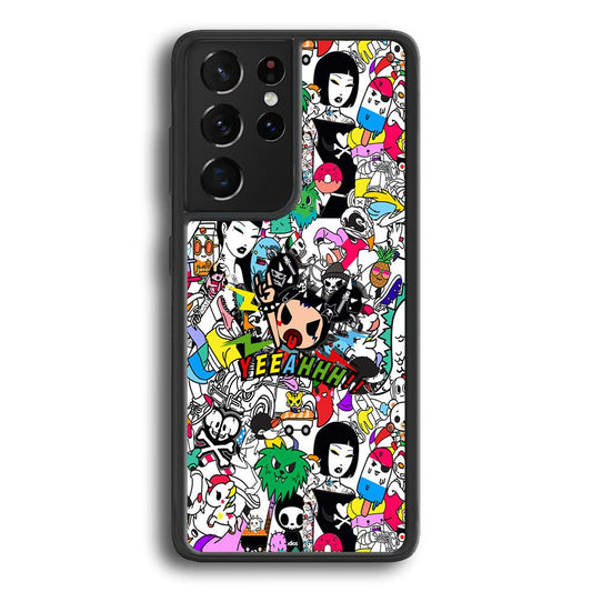 Tokidoki Feel Yeeahh Samsung Galaxy S22 Ultra Case-Rubber Black (2D Case)-Oxvistore