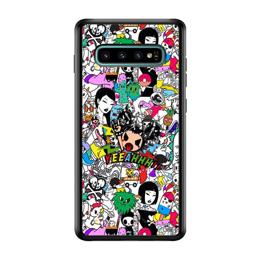 Tokidoki Feel Yeeahh Samsung Galaxy S10 Case-Rubber Black (2D Case)-Oxvistore
