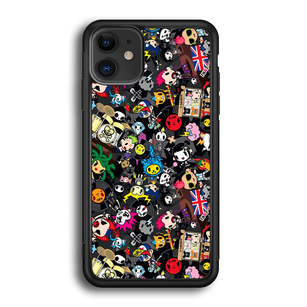 Tokidoki Punk Record iPhone 12 Case-Rubber Black (2D Case)-Oxvistore