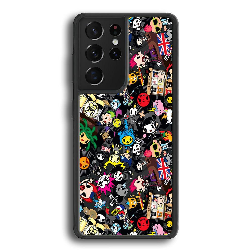 Tokidoki Punk Record Samsung Galaxy S22 Ultra Case-Rubber Black (2D Case)-Oxvistore
