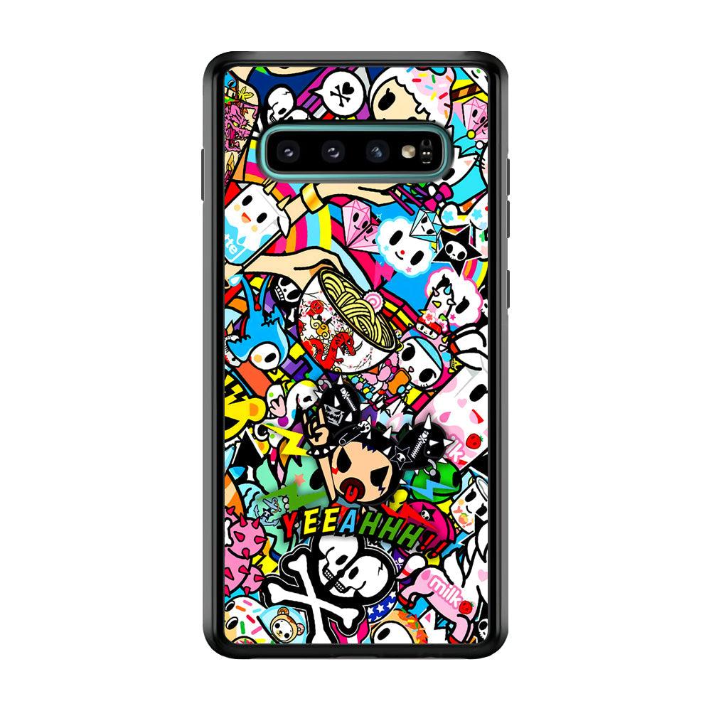 Tokidoki Rocking The Night Samsung Galaxy S10 Case-Rubber Black (2D Case)-Oxvistore