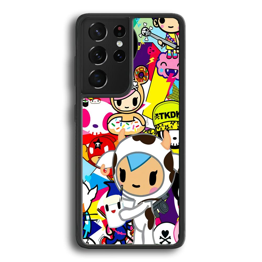 Tokidoki The Moofia Milkshake Samsung Galaxy S23 Ultra Case-Rubber Black (2D Case)-Oxvistore