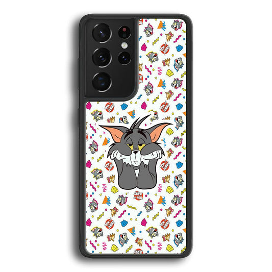Tom and Jerry Bored Tom Samsung Galaxy S23 Ultra Case-Rubber Black (2D Case)-Oxvistore