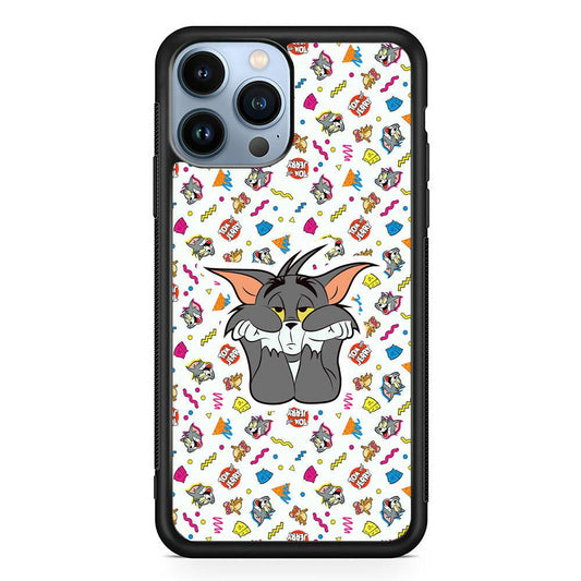 Tom and Jerry Bored Tom iPhone 13 Pro Max Case-Rubber Black (2D Case)-Oxvistore